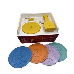 Fisher Price Music Record Player Retro 2010 Toy 1971 Replica W 4 Reconds. Works